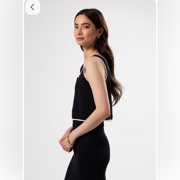 NWT AMOUR Vert Antibes Crochet Top, Medium, Black & Ivory - Picture 8 of 9